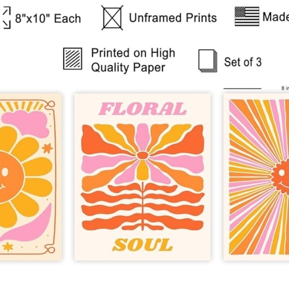 Floral Soul Art Print - Pink and Orange (061) - Picture 2 of 4